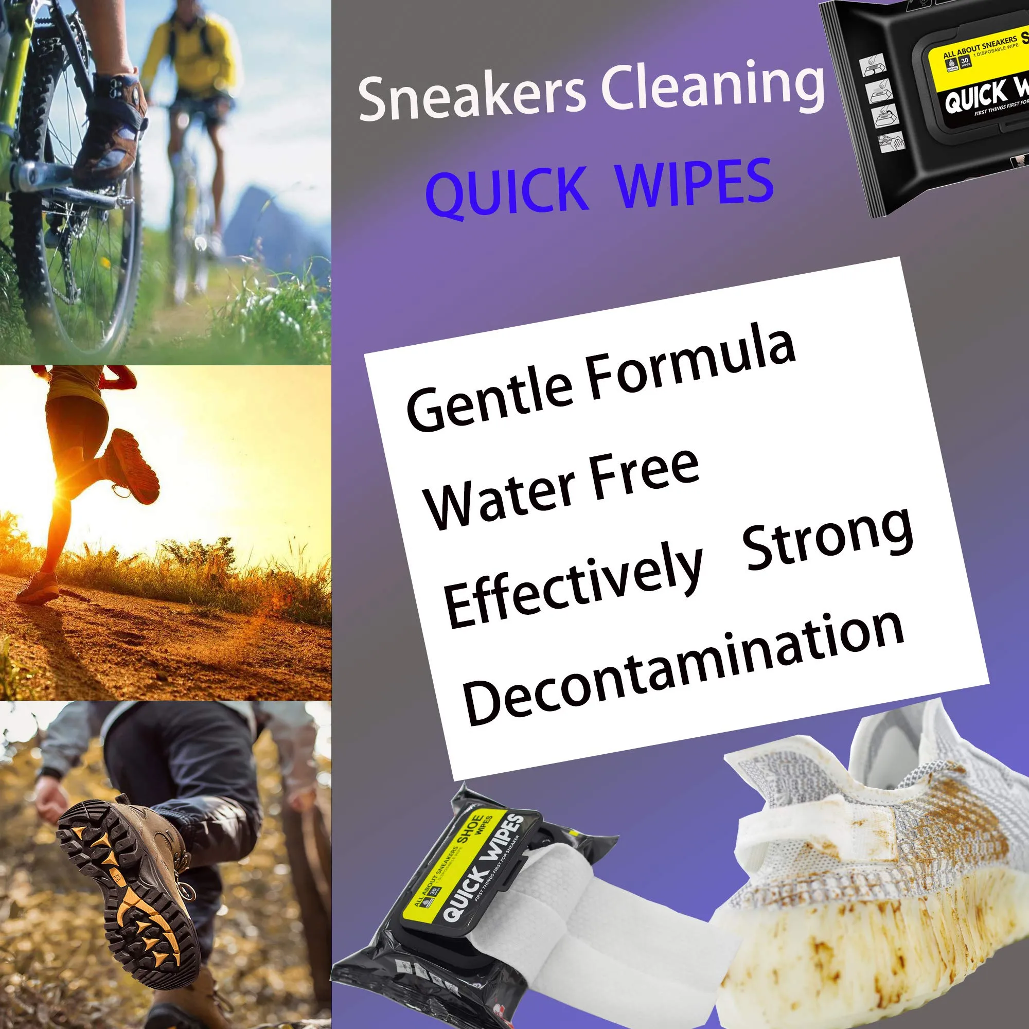 2 Pack 60 Pcs Shoe Sneaker Wipes Cleaner Quick Wipes Disposable Travel Portable Removes Dirt, Stains