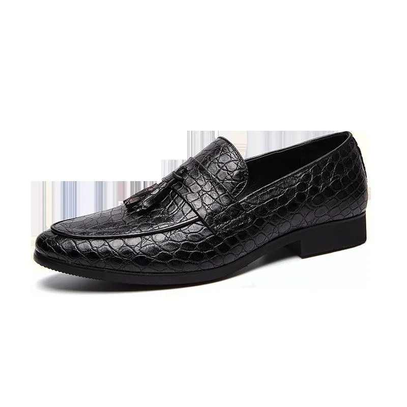 2024new spring men's British wind foreign trade large size pointed shoes pattern casual trend breathable men's shoes