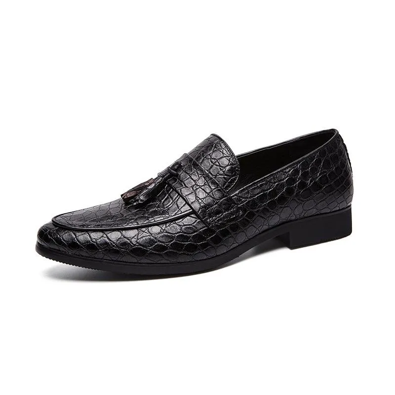 2024new spring men's British wind foreign trade large size pointed shoes pattern casual trend breathable men's shoes