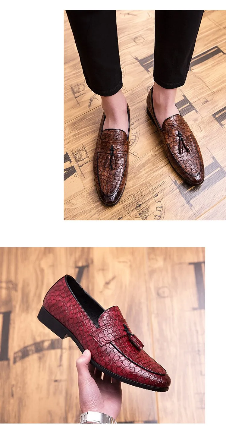 2024new spring men's British wind foreign trade large size pointed shoes pattern casual trend breathable men's shoes
