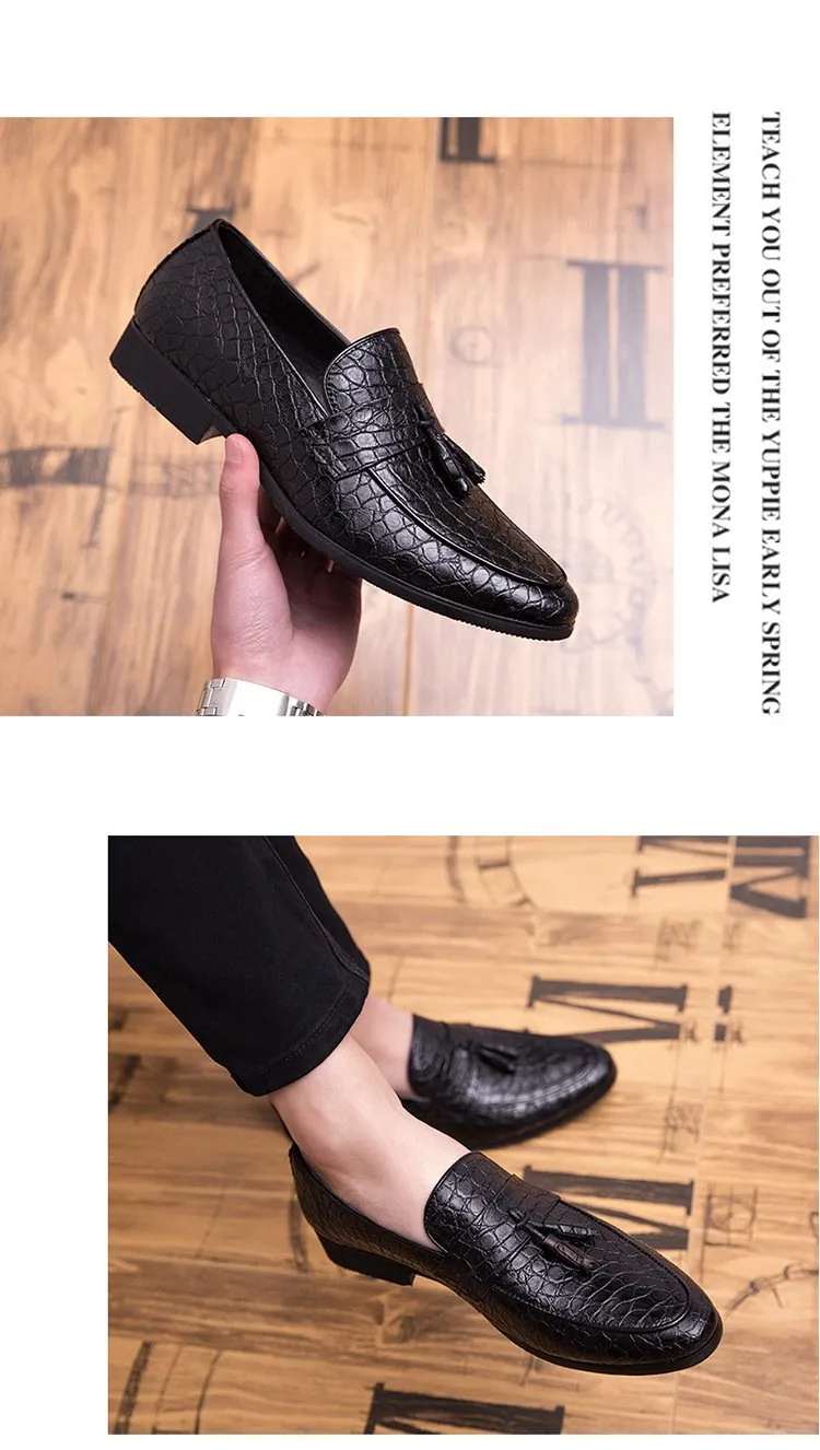 2024new spring men's British wind foreign trade large size pointed shoes pattern casual trend breathable men's shoes