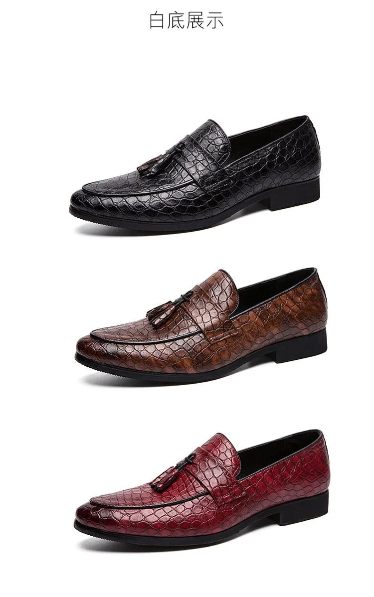 2024new spring men's British wind foreign trade large size pointed shoes pattern casual trend breathable men's shoes