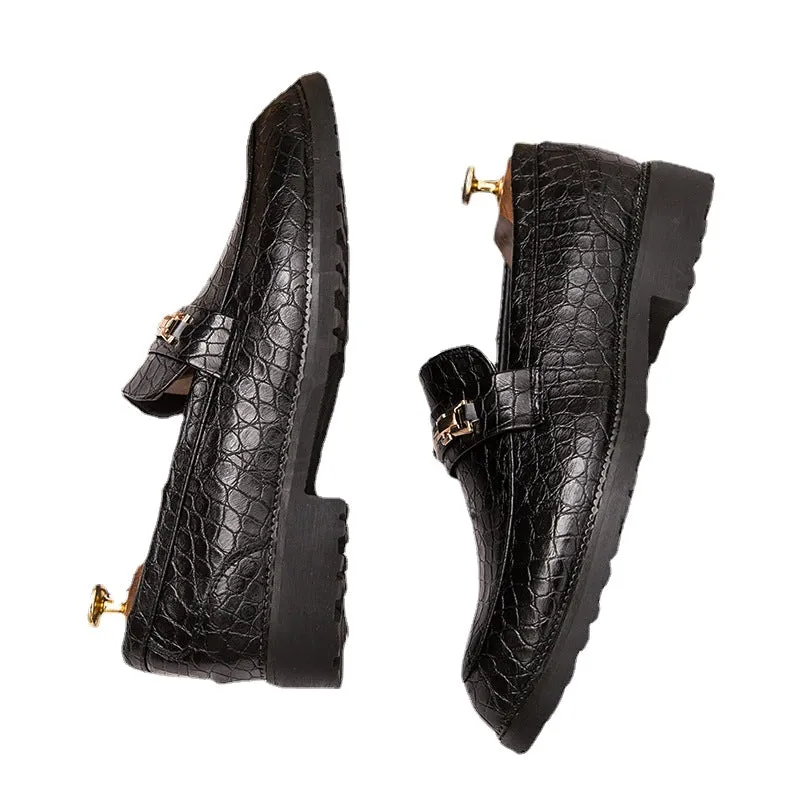 24 autumn new Korean fashion men's casual shoes block men's shoes breathable British business dress leather shoes men