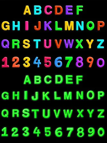 72pcs Glowing Letter Shoe Charms Glow in The Dark Numbers Shoe Decorations Fits for Clog Shoes Wristband Bracelet Party Favors
