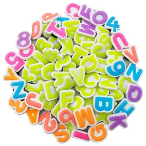 72pcs Glowing Letter Shoe Charms Glow in The Dark Numbers Shoe Decorations Fits for Clog Shoes Wristband Bracelet Party Favors