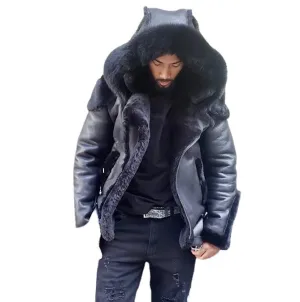 A Large Number of Spot Goods 2021 Autumn and Winter European and American Wish Popular Zipper Jacket Men's Thickened Motorcycle Jacket Leather Jacket W144