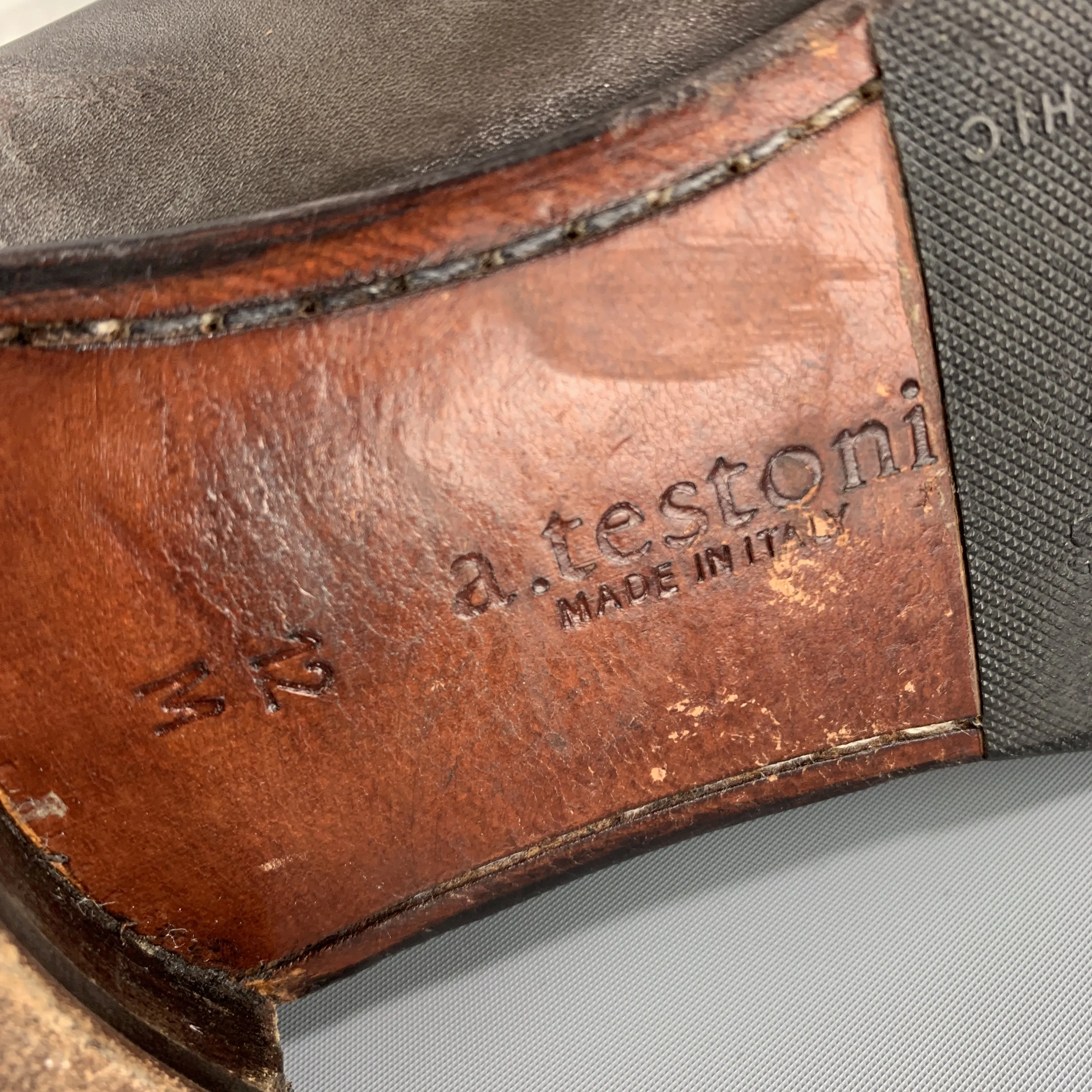 A. TESTONI Size 13 Brown Leather Cap Toe Lace Up