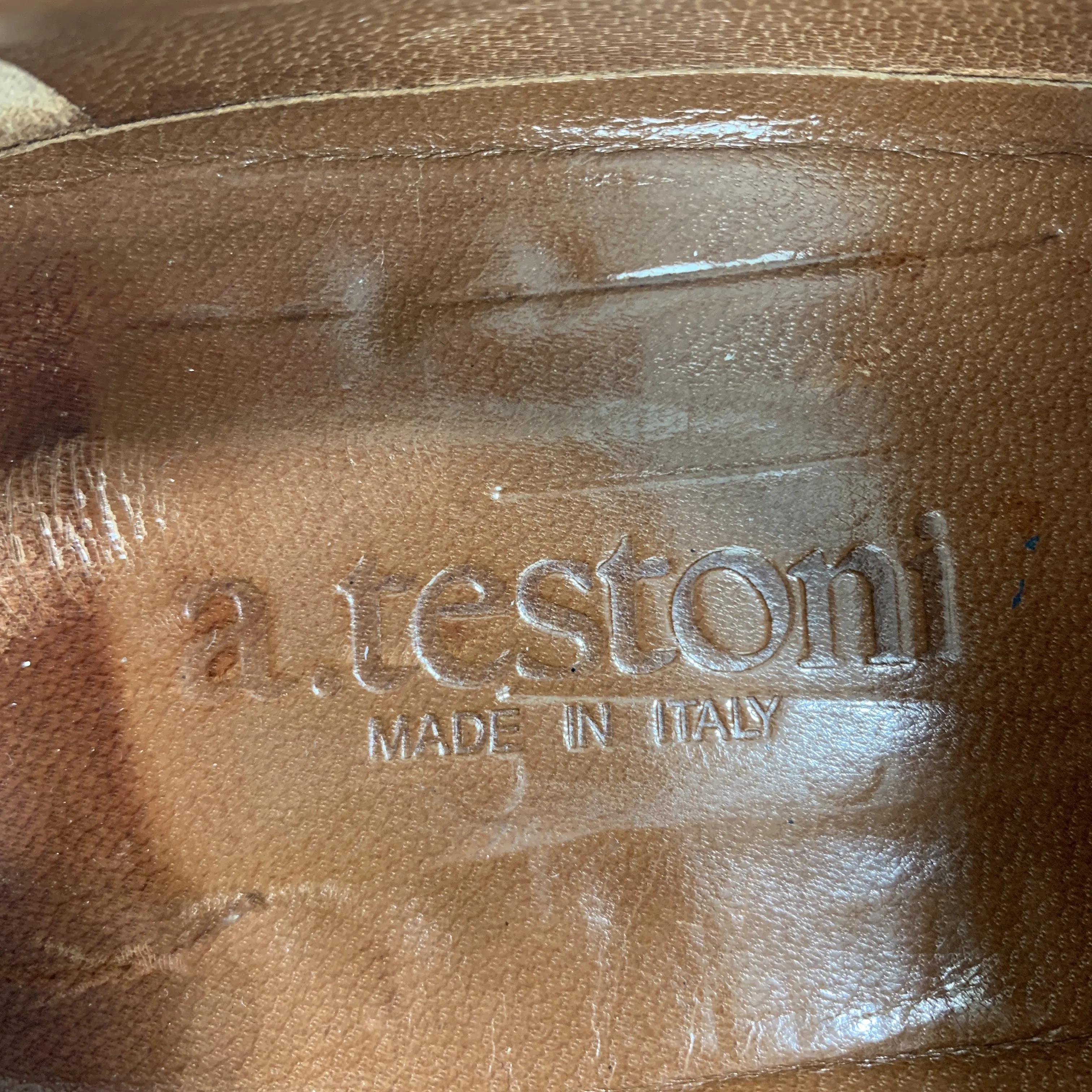A. TESTONI Size 13 Brown Leather Cap Toe Lace Up