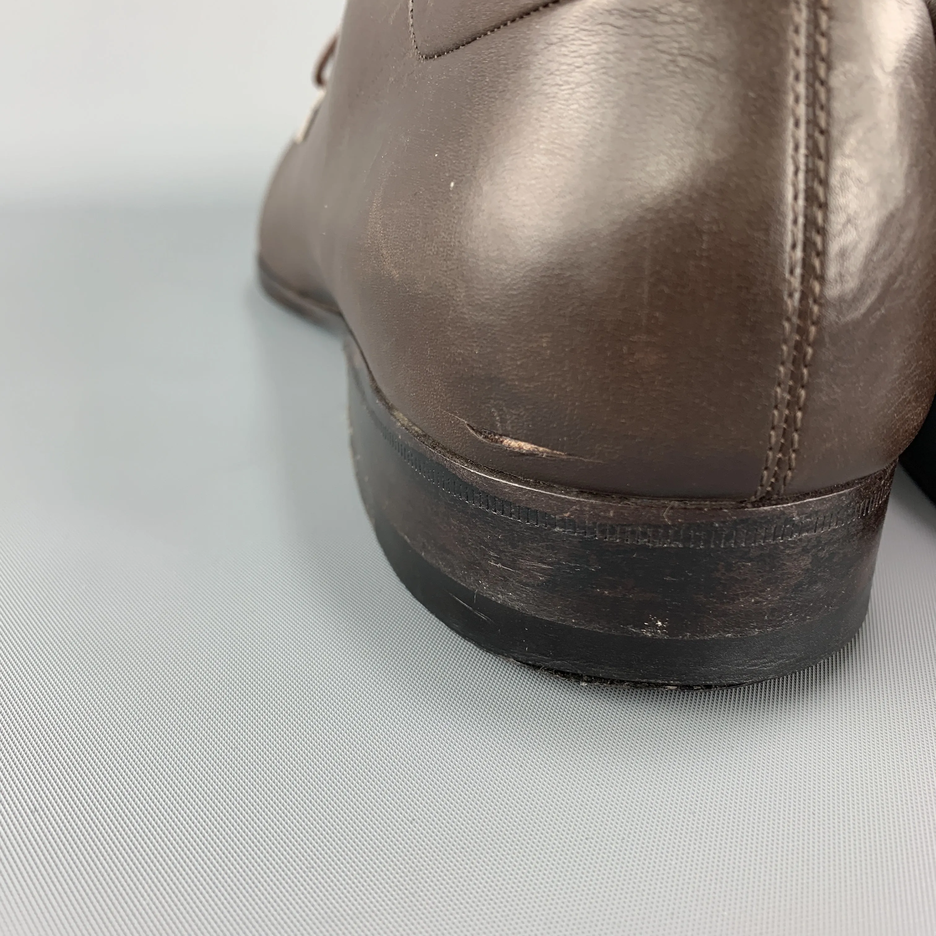 A. TESTONI Size 13 Brown Leather Cap Toe Lace Up
