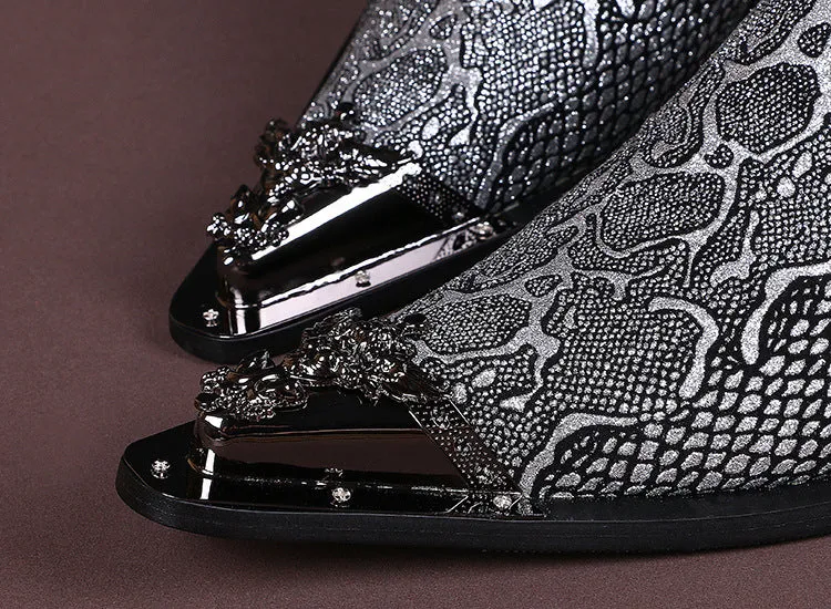 Autumn and winter slip-on fashion leather shoes British Korean style hairdresser men's shoes pointed head personality iron head foreign trade men's leather shoes