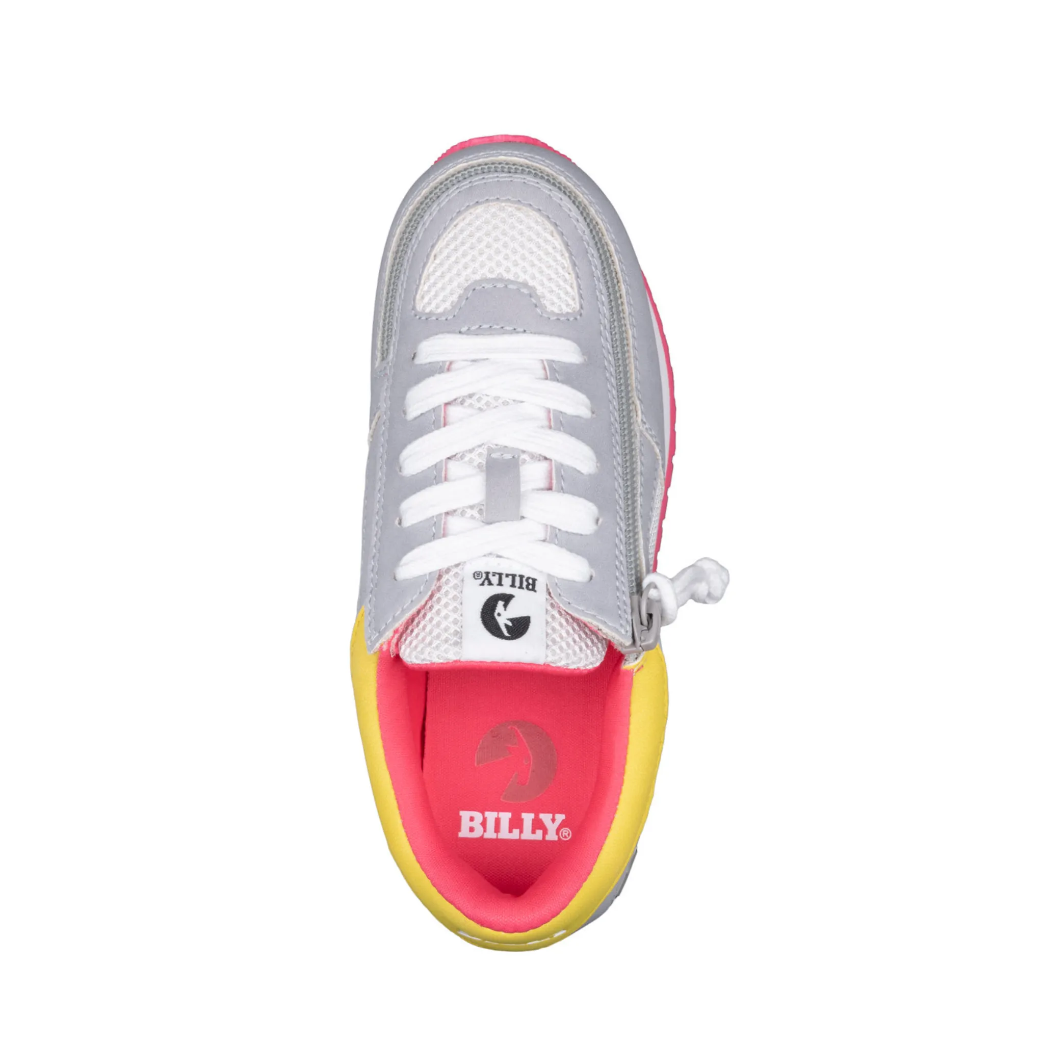 Billy Footwear (Kids) - Grey/ Pink Faux Suede Trainers