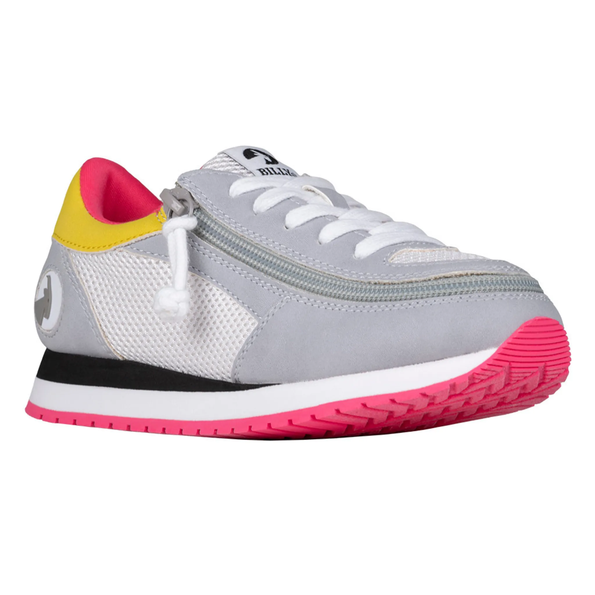Billy Footwear (Kids) - Grey/ Pink Faux Suede Trainers