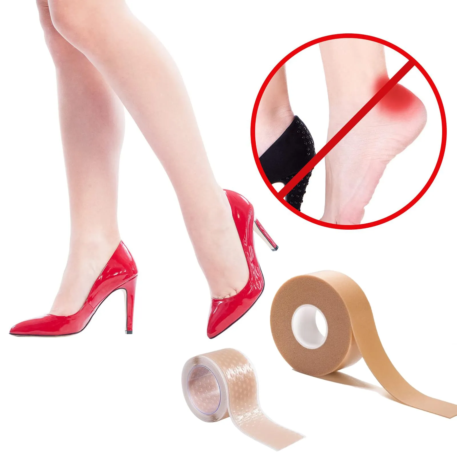 Blister plaster 2 rolls, moleskin blister plaster, blister prevention heel cushion tape, padding blister prevention tape, multi-purpose for heel, toes to prevent foaming and scratches