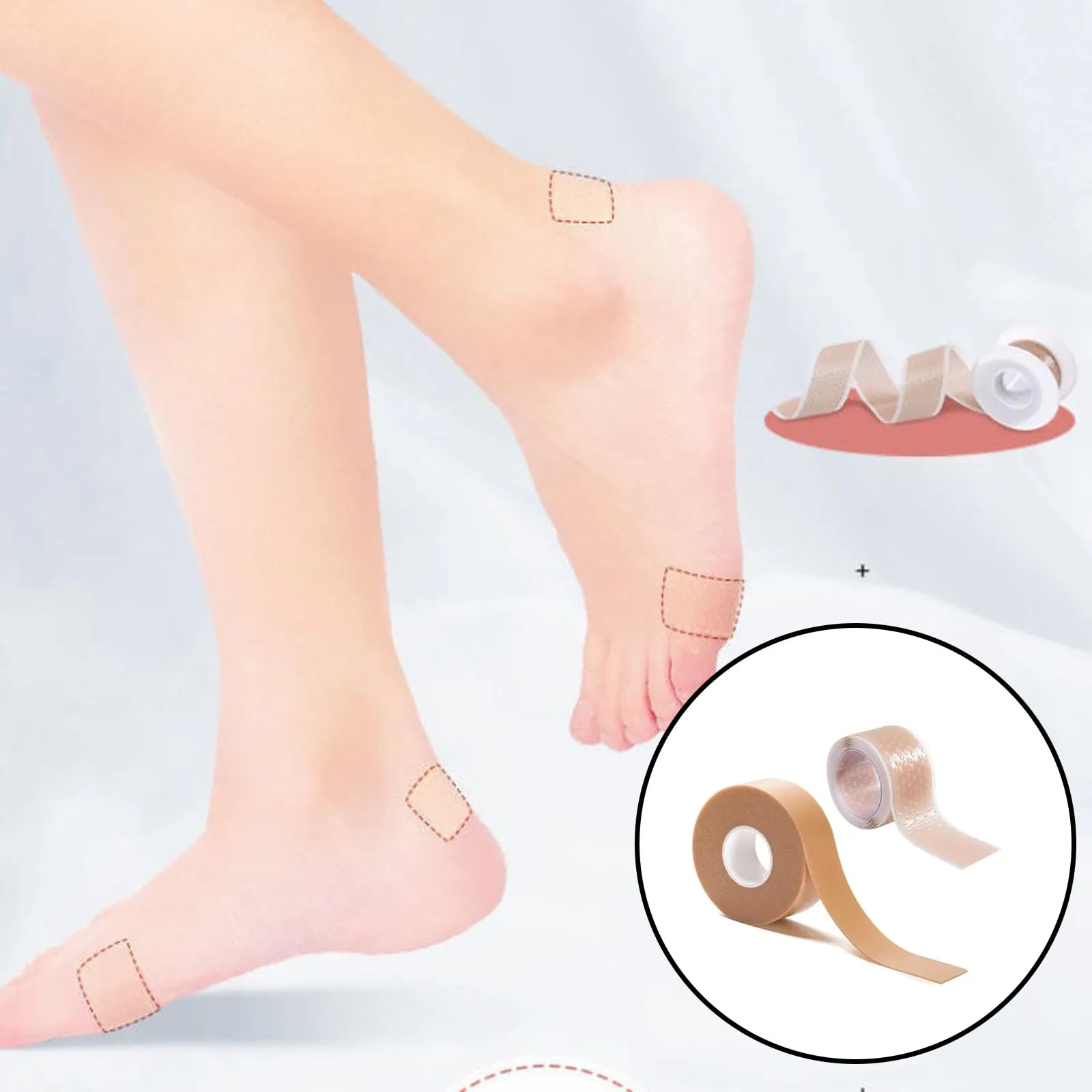 Blister plaster 2 rolls, moleskin blister plaster, blister prevention heel cushion tape, padding blister prevention tape, multi-purpose for heel, toes to prevent foaming and scratches