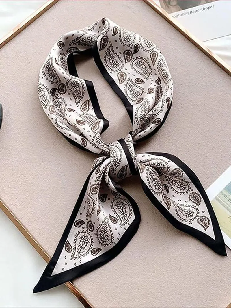 Boho Style Animal & Houndstooth & Paisley Pattern Hair Band, Long Silk Scarves Headband, Multi-Use for Daily Life and Vacation