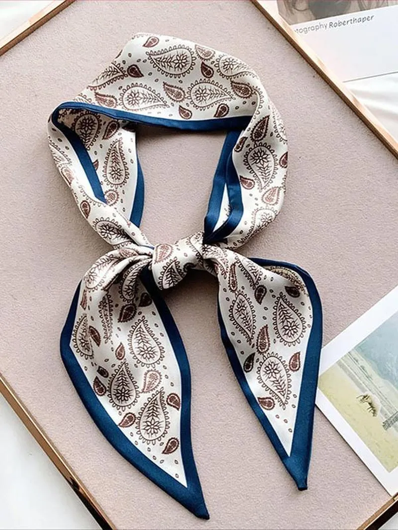 Boho Style Animal & Houndstooth & Paisley Pattern Hair Band, Long Silk Scarves Headband, Multi-Use for Daily Life and Vacation