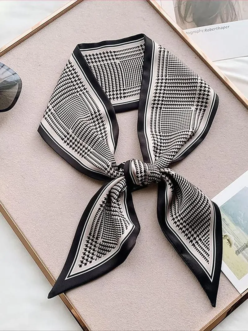 Boho Style Animal & Houndstooth & Paisley Pattern Hair Band, Long Silk Scarves Headband, Multi-Use for Daily Life and Vacation