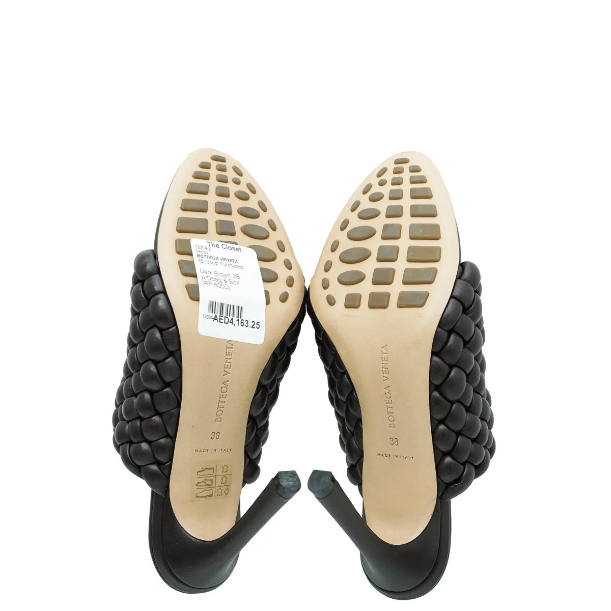 Bottega Veneta Dark Brown Padded Intrecciato Curve Sandals 38