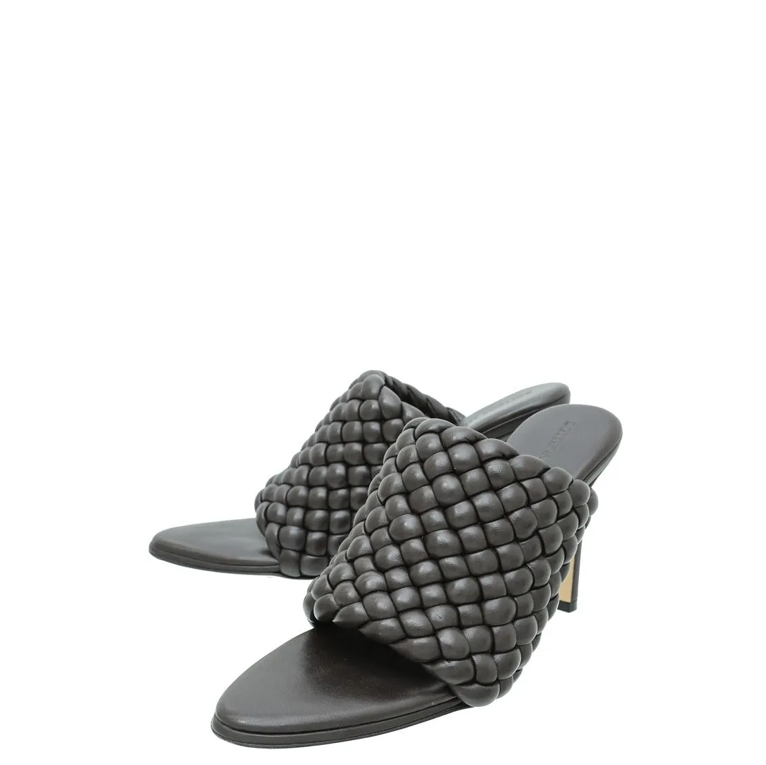 Bottega Veneta Dark Brown Padded Intrecciato Curve Sandals 38