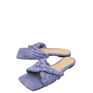 Bottega Veneta Purple Raffia Stretch Flat Sandals 40.5