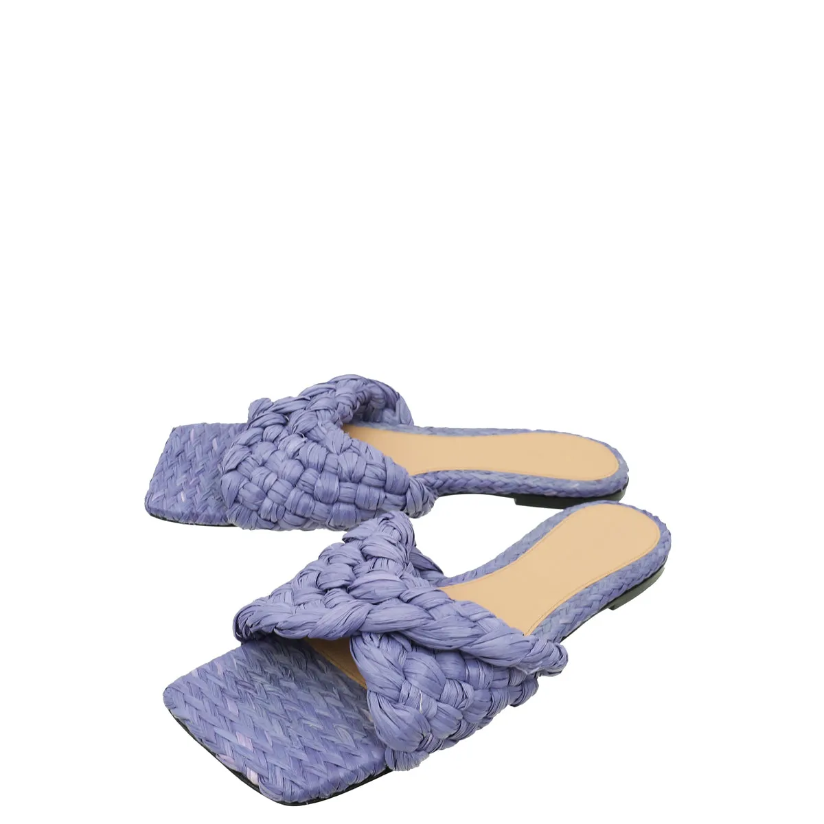 Bottega Veneta Purple Raffia Stretch Flat Sandals 40.5