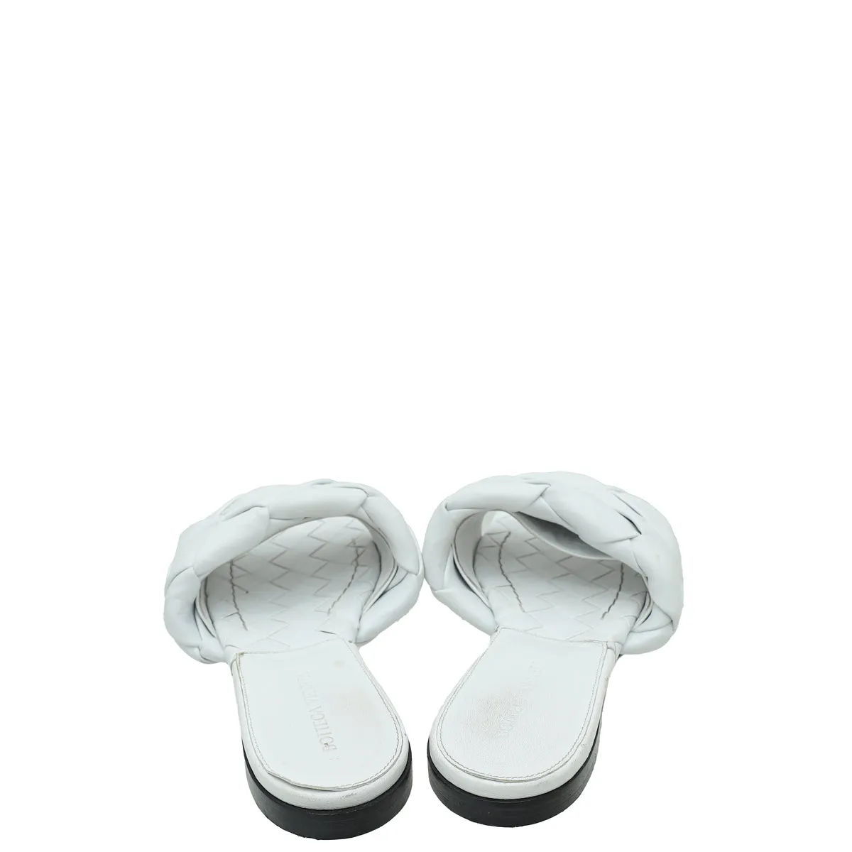 Bottega Veneta White Intrecciato Lido Flat Sandals 38.5