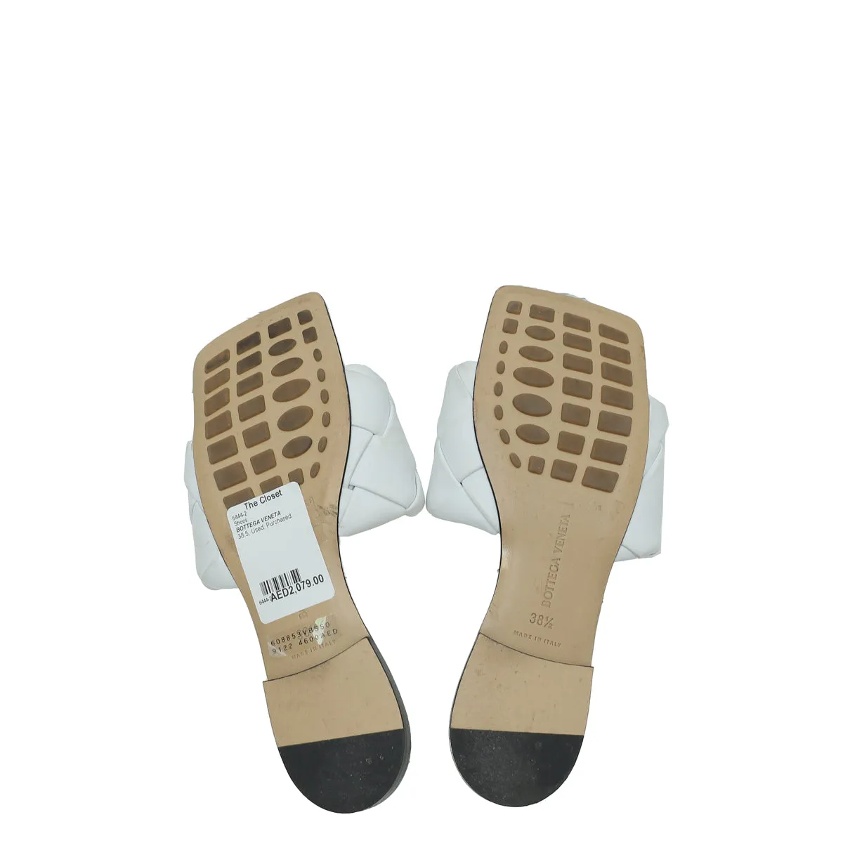Bottega Veneta White Intrecciato Lido Flat Sandals 38.5