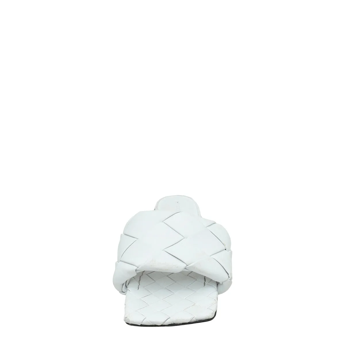 Bottega Veneta White Intrecciato Lido Flat Sandals 38.5
