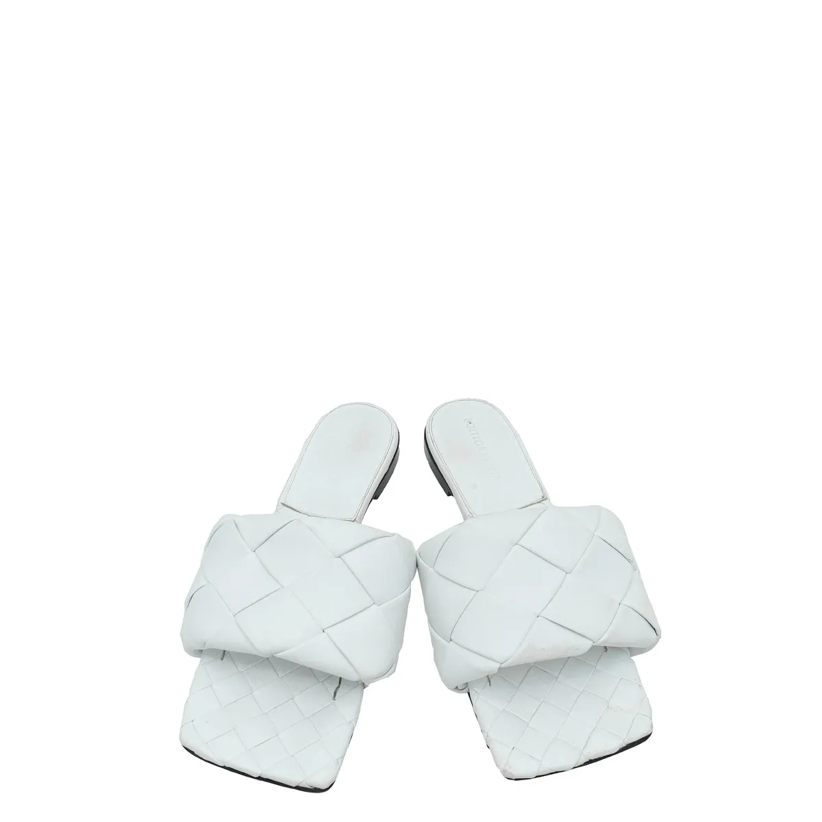 Bottega Veneta White Intrecciato Lido Flat Sandals 38.5