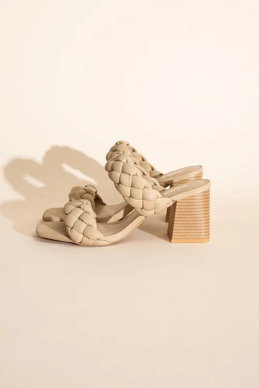BRAIDED STRAP MULE HEELS