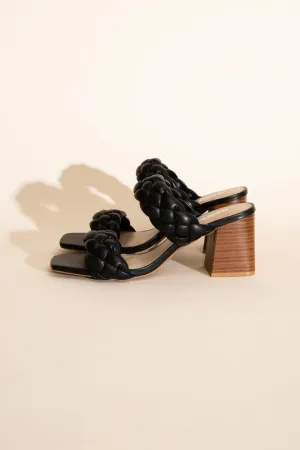 BRAIDED STRAP MULE HEELS