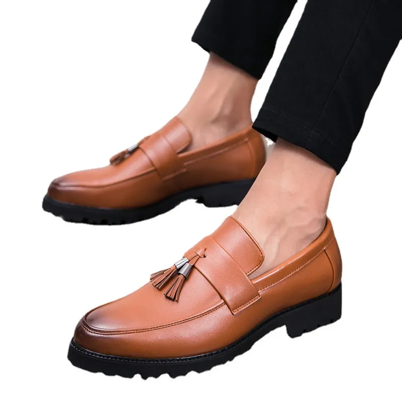 British men's pointed casual leather shoes nightclub hairstylist increases smesand slack shoes retro matching men's shoes