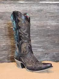 Corral Boots Ladies Black Inlay & Embroidery & Studs Boots