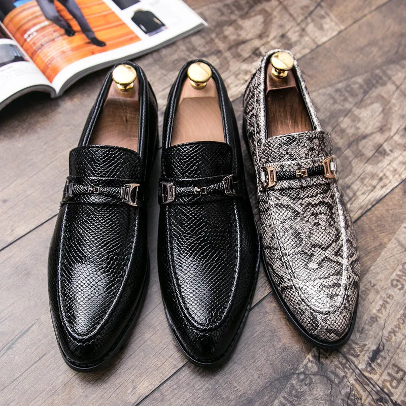Cross-border spring men's pointed leather shoes foreign trade large size outdoor casual shoes lazy shoes snake pattern trendy shoes popular men's shoes