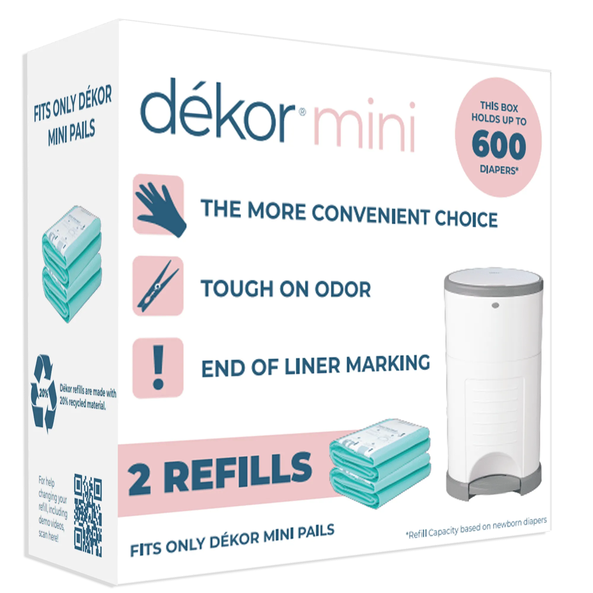 Dekor Mini Diaper Pail Refills | 2 Count