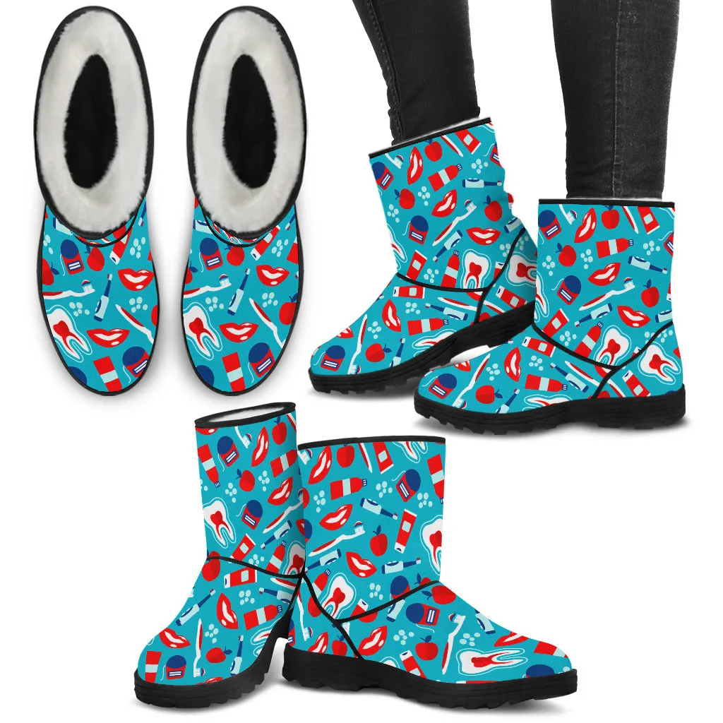Dental Pattern Women's Faux Fur Boots