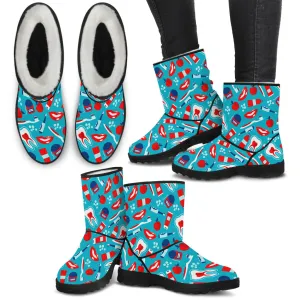 Dental Pattern Women's Faux Fur Boots