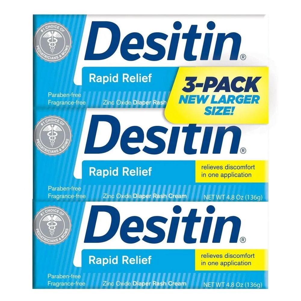 Desitin Rapid Relief Diaper Rash Cream, 4.8 Ounce, (Pack of 3)