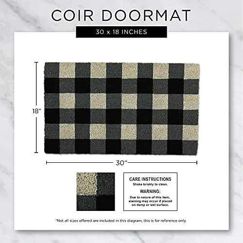 DII Hello Coir Fiber Doormat Non-Slip Durable Outdoor/Indoor, Pet Friendly, 18x30, Gray