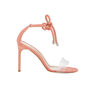 DONNE PVC Lace Up Suede Naked Sandals - 10.5cm