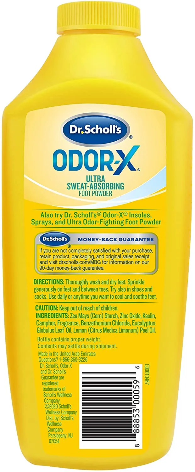 Dr Scholl's Odor-X Ultra Sweat Absorbing Foot Powder, 7 oz*