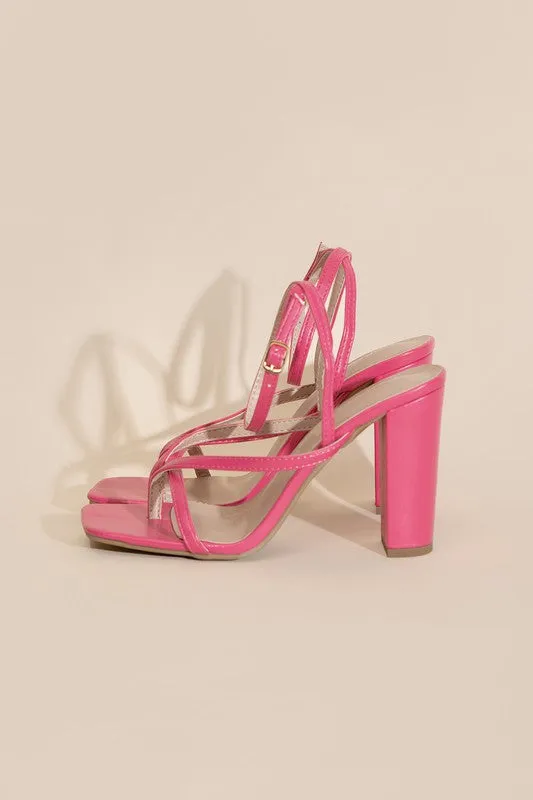 Dress Up Thong Strappy Block Heels