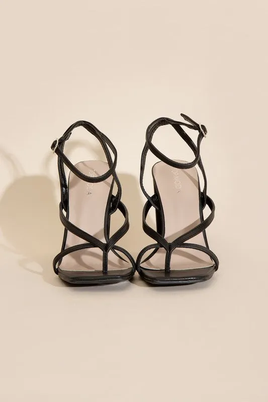 Dress Up Thong Strappy Block Heels