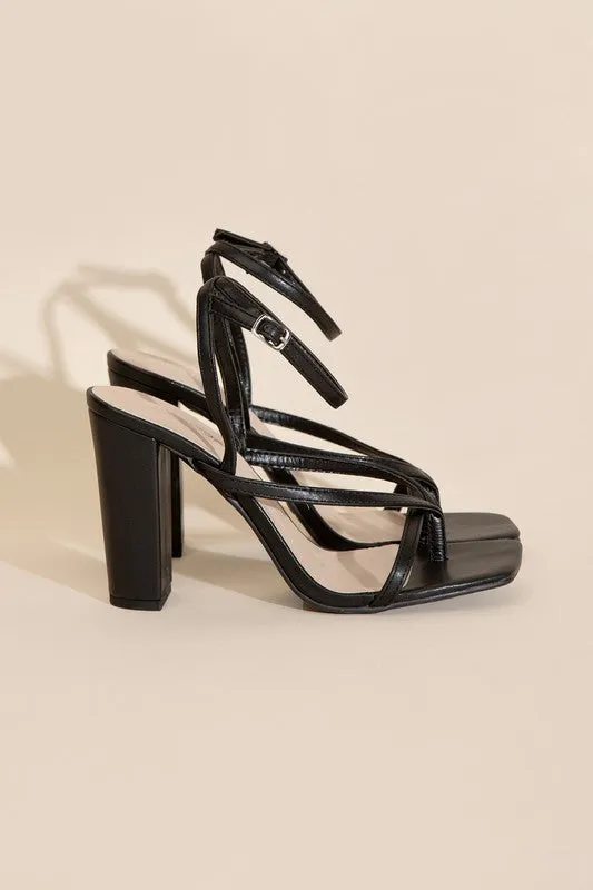 Dress Up Thong Strappy Block Heels