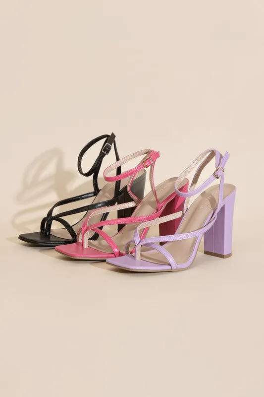 Dress Up Thong Strappy Block Heels