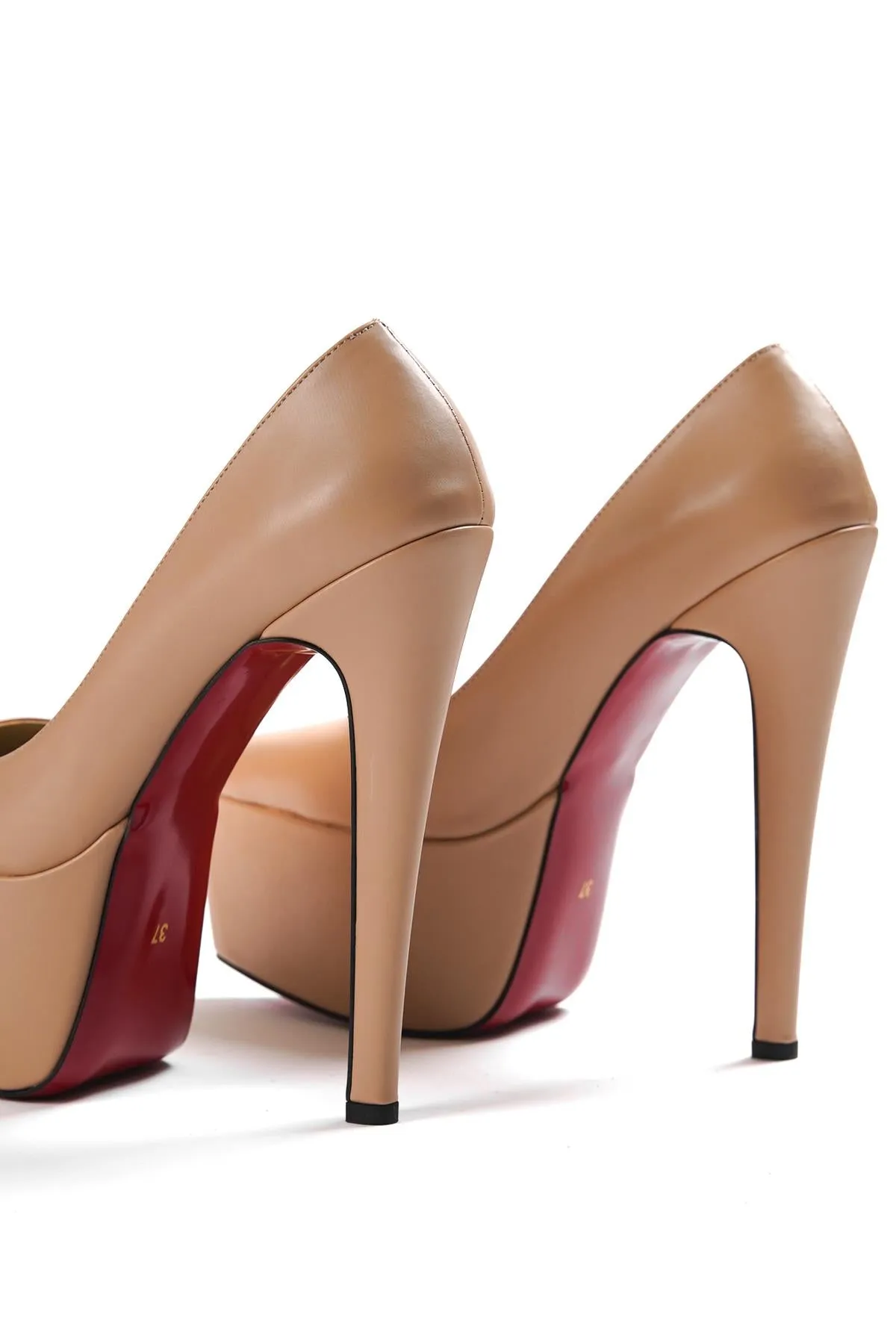DSM Napoli nude leather platform high heels. - Tucson