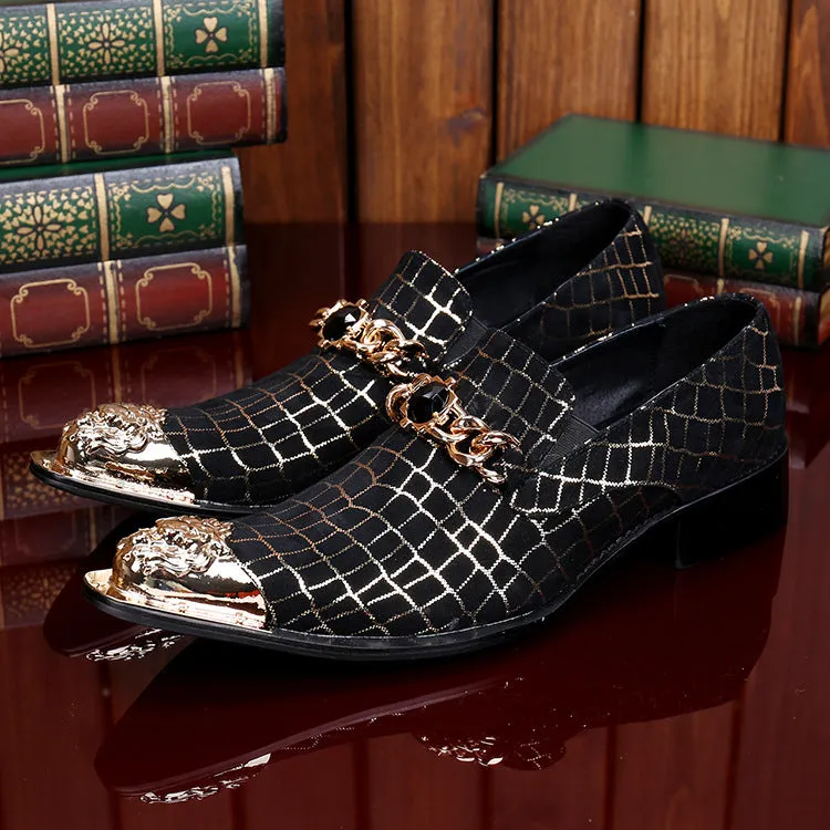 European and American men's leather shoes with iron head, men's shoes with pointed head, spring and autumn British fashion shoes, personalized business fashion shoes with sole