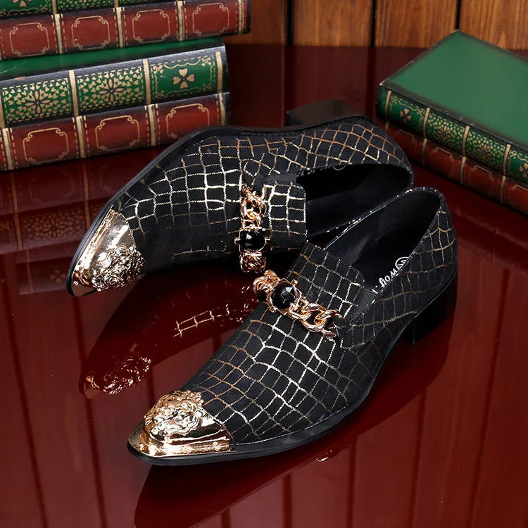 European and American men's leather shoes with iron head, men's shoes with pointed head, spring and autumn British fashion shoes, personalized business fashion shoes with sole