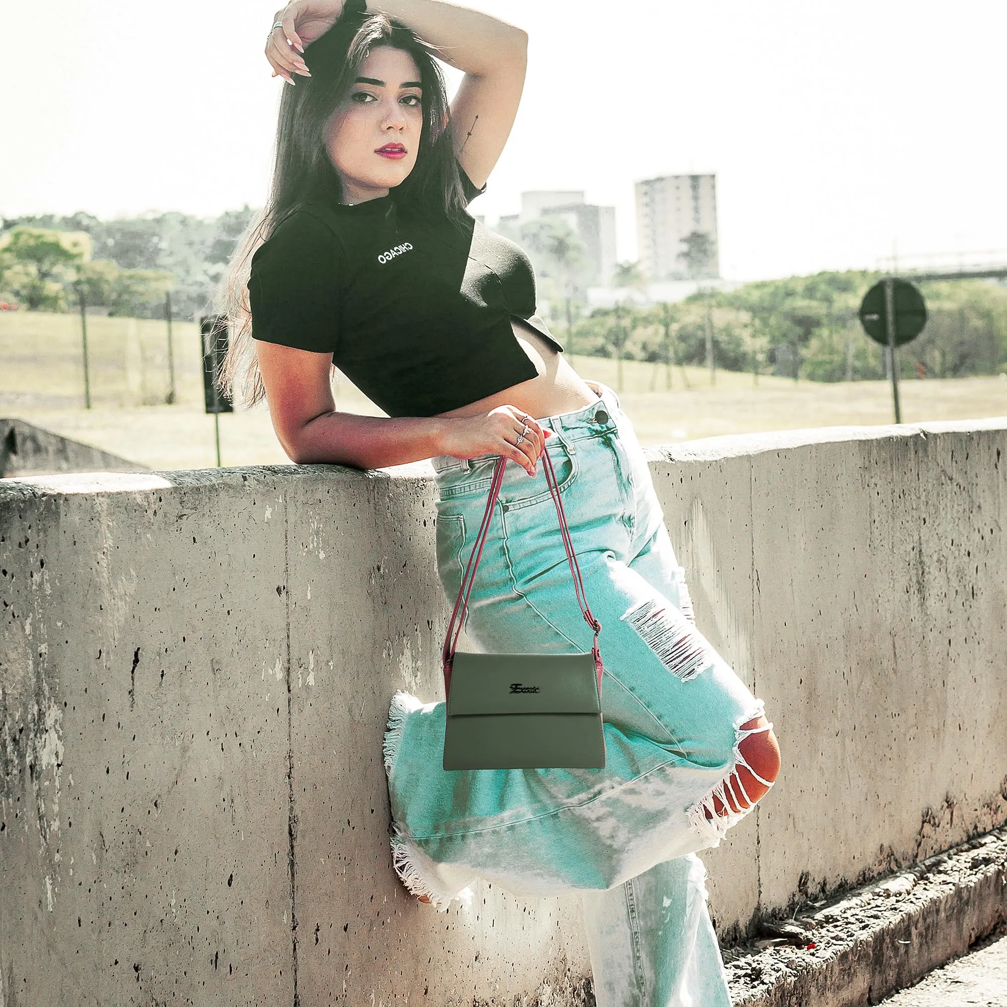EXOTIC Womens Stylish And Durable Sling Bag (Sage Green)