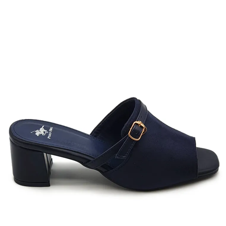 Faux Suede Peep Toe Mid Heeled Mules